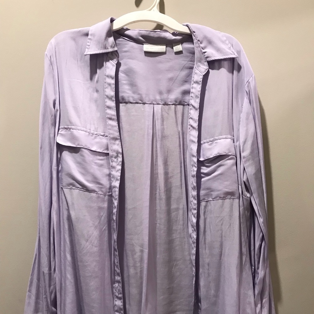 NY&CO size L violet button down shirt
